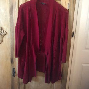 Eileen Fisher Red Loose Knit Cardigan